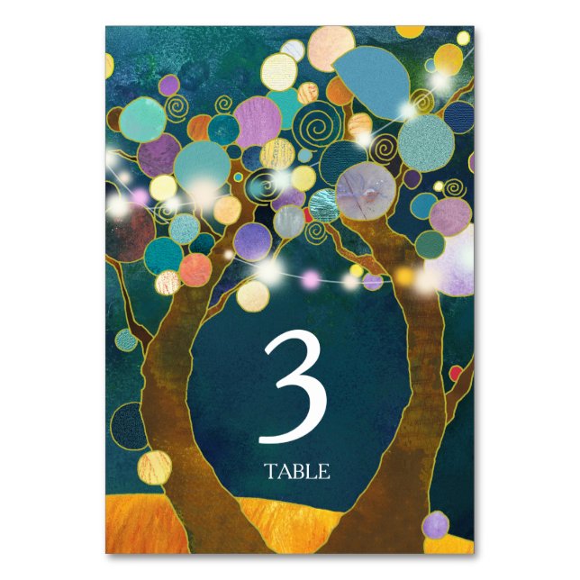 Baum der Aquamarinen Hochzeit Tischnummer (Vorderseite)