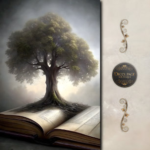 Baum der Erkenntnis Buch Dekoupage Seidenpapier