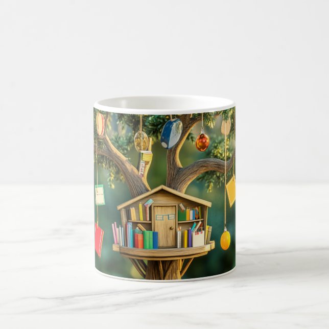 "Baum der Erkenntnis" mit hängenden Büchern Kaffeetasse (Mittel)