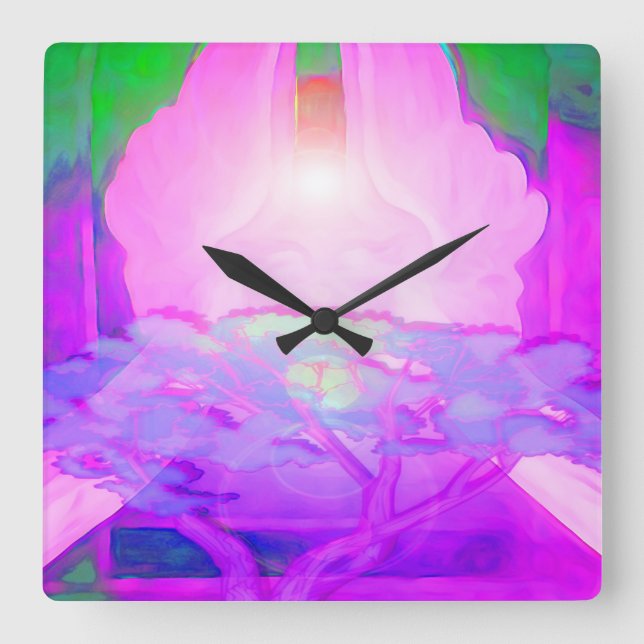 Baum der Kreativität des Lebens Quadratische Wanduhr (Vorderseite)