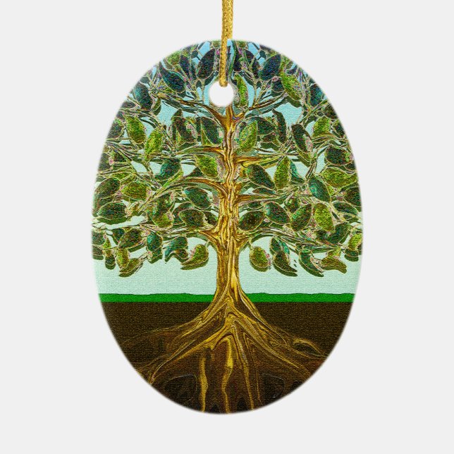 Baum der Leben-einfachen Vergnügen des Lebens Keramikornament (Vorne)