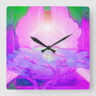 Baum der Leben-Kreativität Quadratische Wanduhr