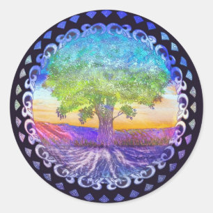 Baum der Leben-Liebe, Frieden, Balance Runder Aufkleber