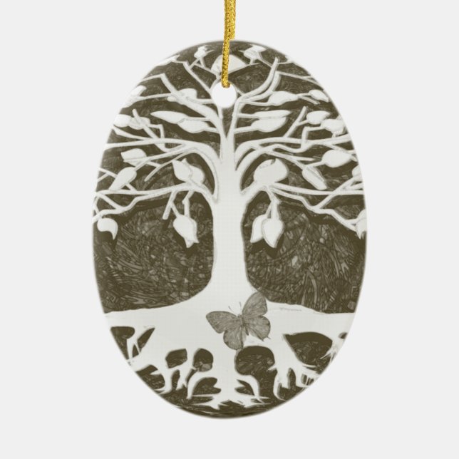 Baum der Leben-neuen Anfänge durch Amelia Carrie Keramik Ornament (Vorne)