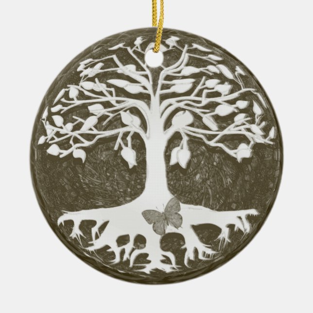 Baum der Leben-neuen Anfänge durch Amelia Carrie Keramik Ornament (Vorne)
