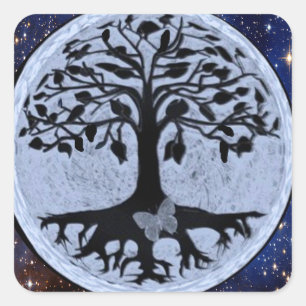 Baum der Leben-Sterne Quadratischer Aufkleber