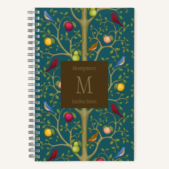 Baum der lebenden Schätze Monogramm 14x21,5cm Notizbuch (Vorderseite)