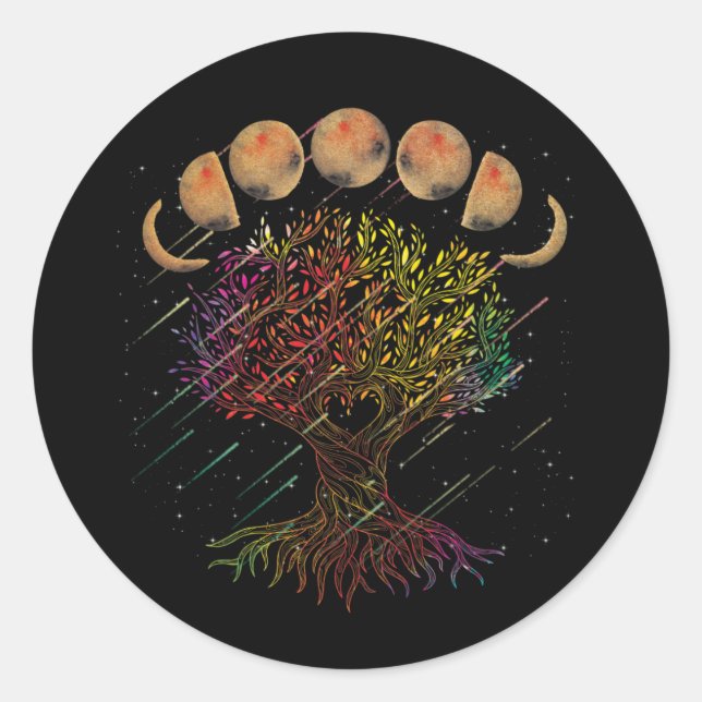 Baum der Lebensphasen des Mondes Runder Aufkleber (Vorderseite)