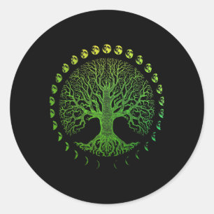 Baum der Lebensphasen des Mondgeschenks - Tag der Runder Aufkleber