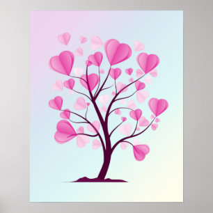 Baum der Liebe Baum der Herzen Rosa Pastell Romant Poster