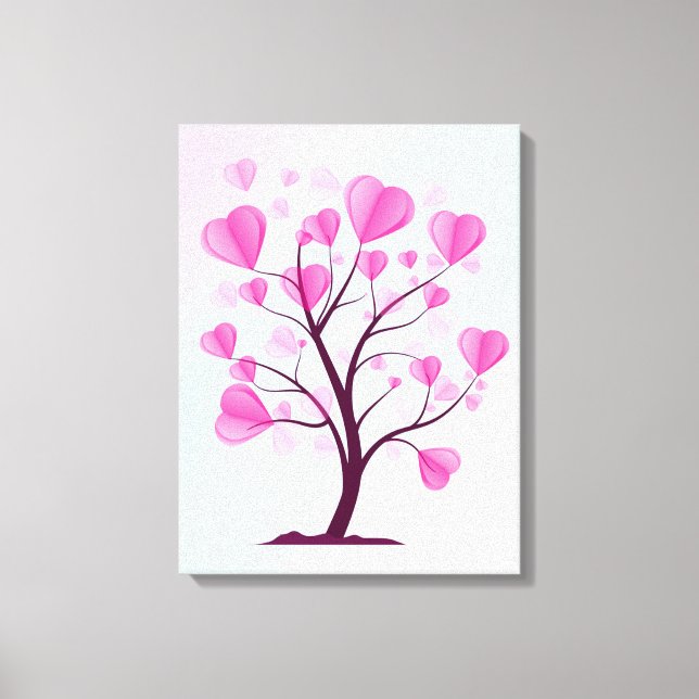 Baum der Liebe des Herzens Rosa Pastelfarben Leinwanddruck (Vorderseite)