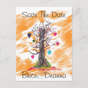 Baum der Liebe Orange Save the Date Ankündigungspostkarte