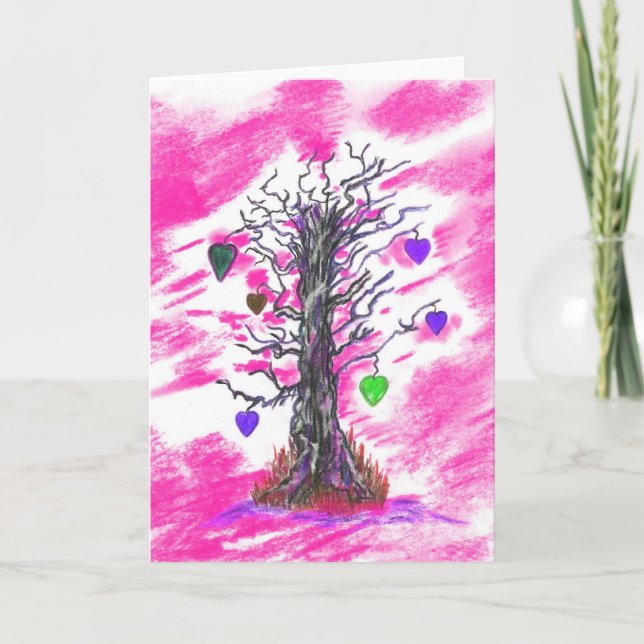 Baum der Liebe-Rosa-Gruß-Karte Karte (Vorderseite)