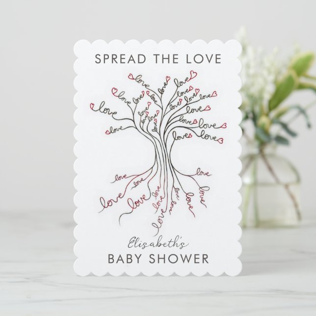 Baum der Liebe Sinnvolle Personalisierte Babydusch Einladung (Stehend Vorderseite)