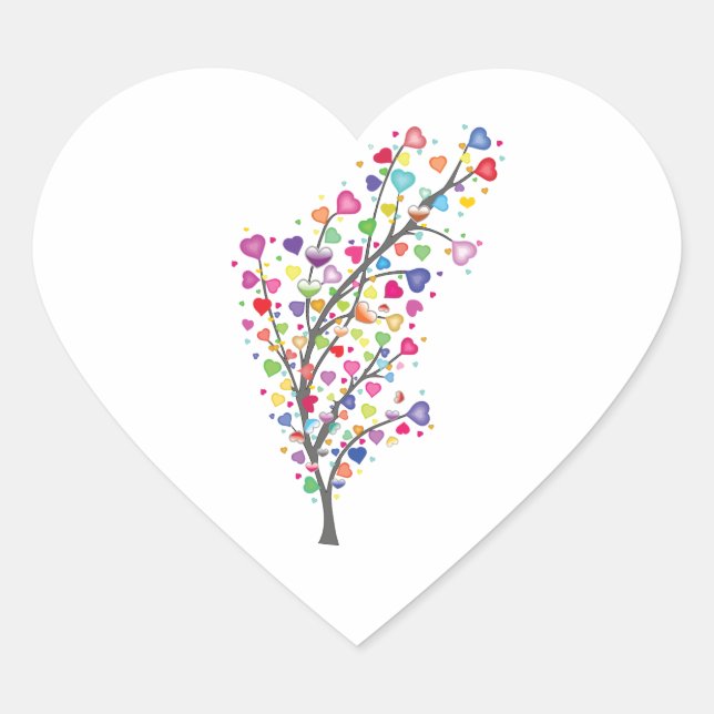 Baum der Liebe und Harmonie Herz-Aufkleber (Vorderseite)