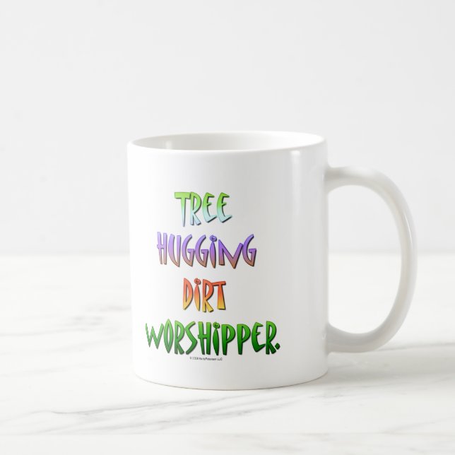 Baum, der Schmutzanbeter umarmt Kaffeetasse (Rechts)