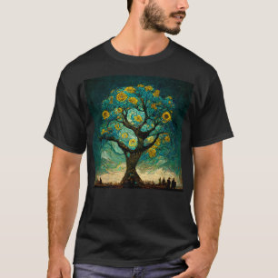 Baum der Sternennacht im Stil von van Gogh T-Shirt