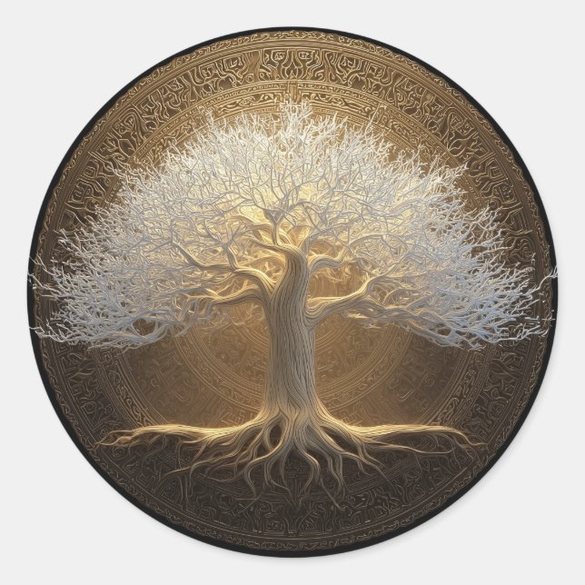 Baum des ewigen Lichts | Tree of Life Design Runder Aufkleber (Vorderseite)