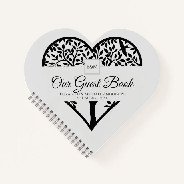 Baum des Gästebuches Hochzeitsszenario Notizbuch (Vorderseite)