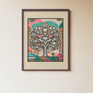 Baum des Herzinfarktes Wachstum - Lebendige Liebe Poster