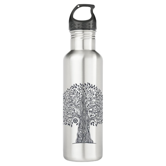 Baum des Leben-Gekritzels Trinkflasche (Vorderseite)