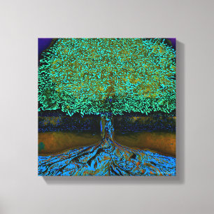 Baum des Leben-Grüns und des Blaus Leinwanddruck