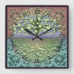 Baum des Leben-Herzens durch Amelia Carrie Quadratische Wanduhr