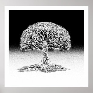 Baum des Leben-Korallenriffs Schwarzweiss Poster