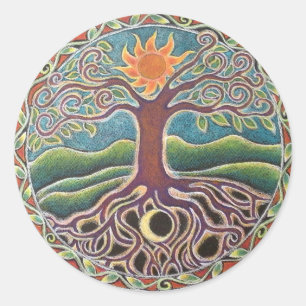 Baum des Leben-Mandala-Aufklebers Runder Aufkleber