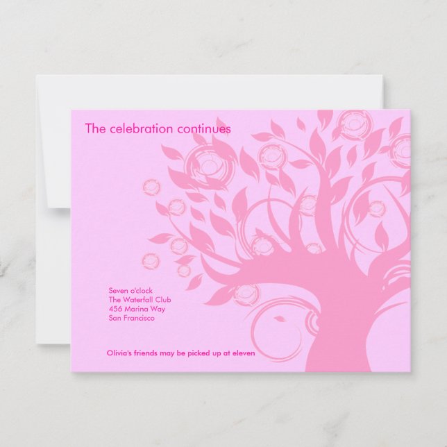 Baum des Leben-Rosa-Schläger Mitzvah Einladung (Vorderseite)