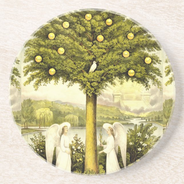 Baum des Leben-Untersetzer Sandstein Untersetzer (Vorne)