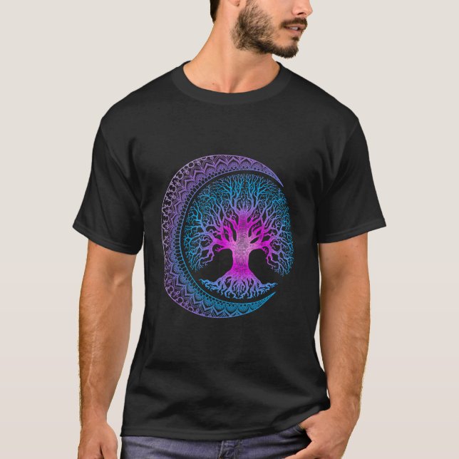 Baum des lebendigen Mondes Phases Dala Yoga T-Shirt (Vorderseite)