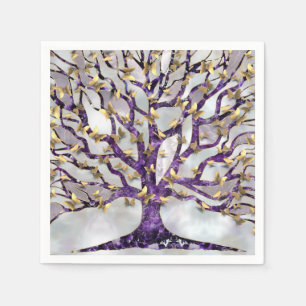 Baum des Lebens - Amethyst und Schmetterlinge Serviette