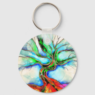 Baum des Lebens - Aquarell, Tinte und Gold Schlüsselanhänger