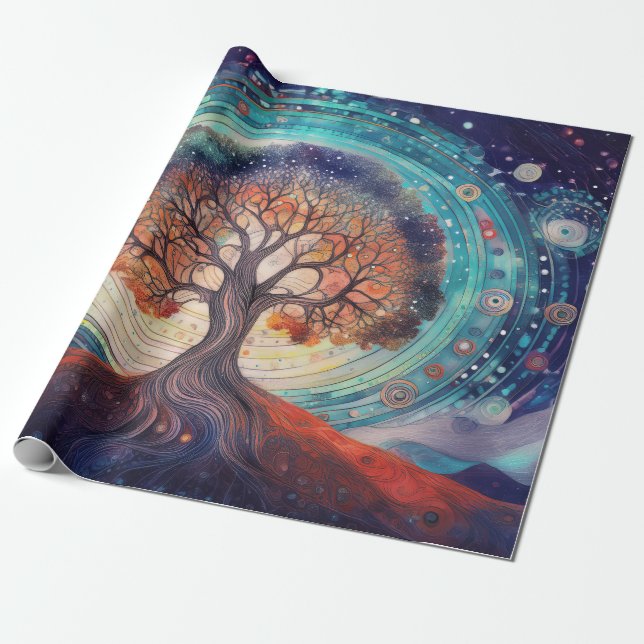 Baum des Lebens, ätherische Liebe trifft Natur Geschenkpapier (Ungerollt)