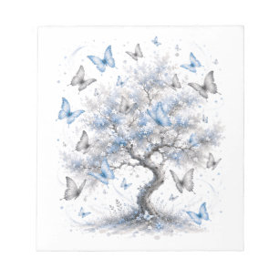 Baum des Lebens Blaue Schmetterlinge Notizblock