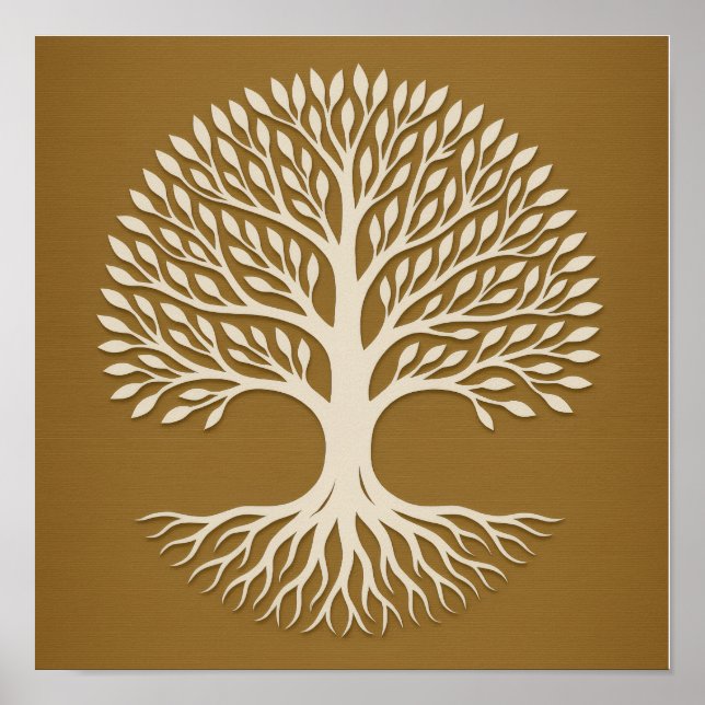 Baum des Lebens Bronze Weißes Poster (Vorne)