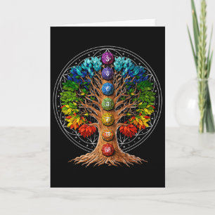 Baum des Lebens Chakra-Symbole Zen Yoga Meditation Karte