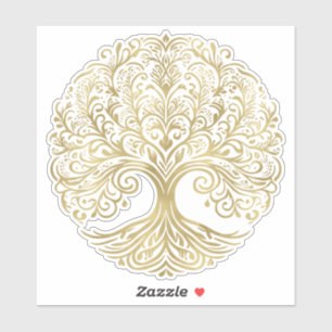 Baum des Lebens Creme & Gold keltische Hochzeit Aufkleber