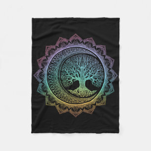 Baum des Lebens Cresent Mondphasen Florales Mandal Fleecedecke