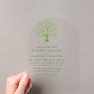 Baum des Lebens, Elegante Hochzeit Acryleinladungen