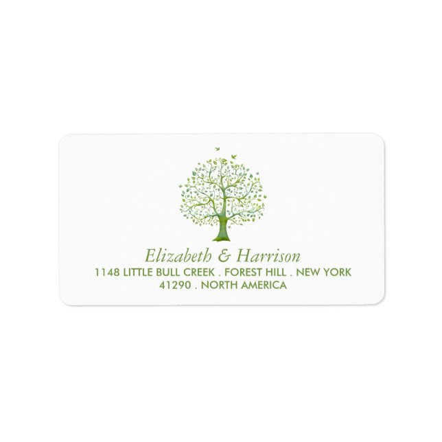 Baum des Lebens, Elegante Hochzeit Adressaufkleber (Vorne)