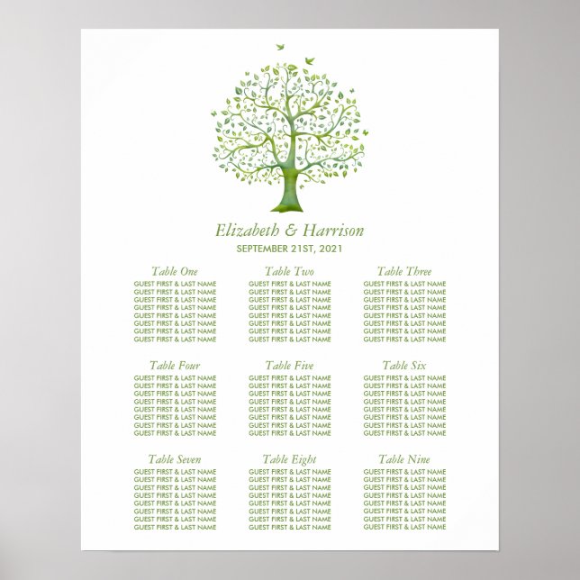 Baum des Lebens, elegante Hochzeitssattelkarte Poster (Vorne)