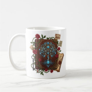 Baum des Lebens Fantasy-Zauberbuch-Design Kaffeetasse
