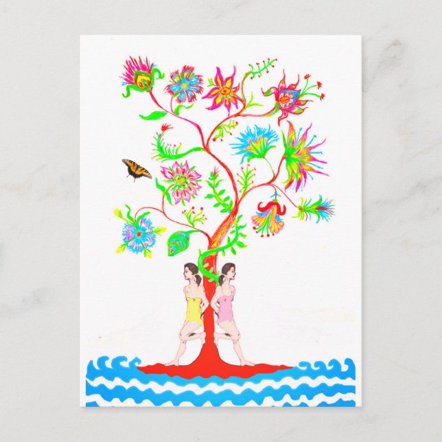 Baum des Lebens. Flora und Fauna Postkarte (Vorderseite)