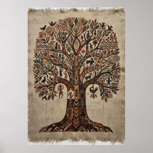 Baum des Lebens - Folklore-Kunstposter Kalamkari Poster