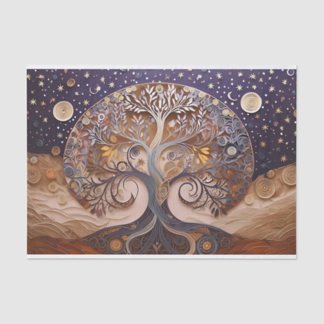 Baum des Lebens, Fusion von Universum und Natur Seidenpapier (Vorderseite)