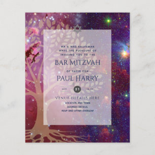 Baum des Lebens Galaxy Blue BAR MITZVAH Einladunge Flyer