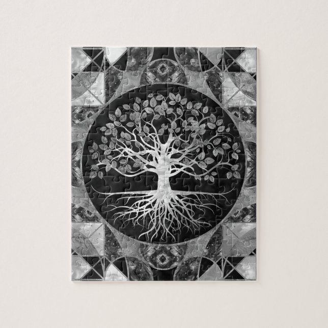 Baum des Lebens - graue Skala Edelstein (Vertikal)