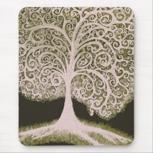 Baum des Lebens, grn&wht Mousepad
